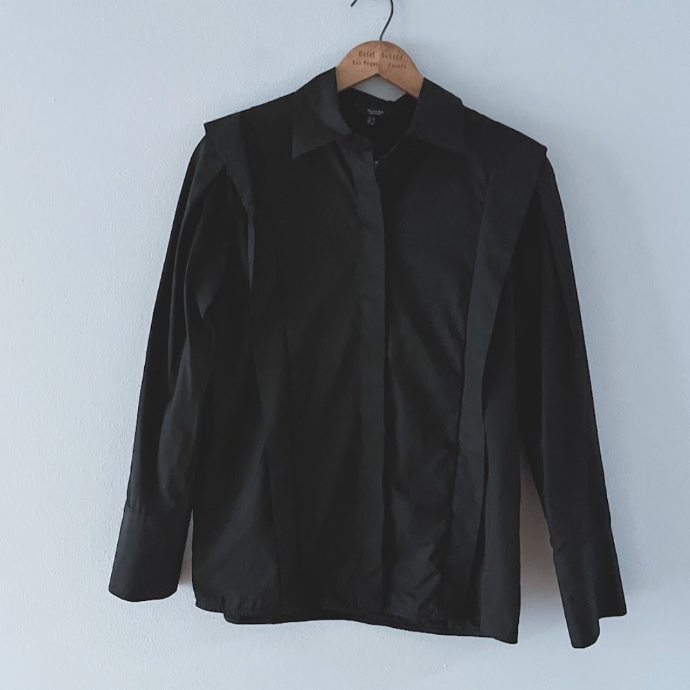 Massimo Dutti Pleated Front Button-up Blouse, Sz 2, like new